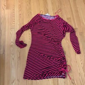 Michael Kors pink and black striped dress size L